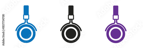 Headphone icon set. Head vector icon symbols. Modern headphone icons set in vibrant color variations.