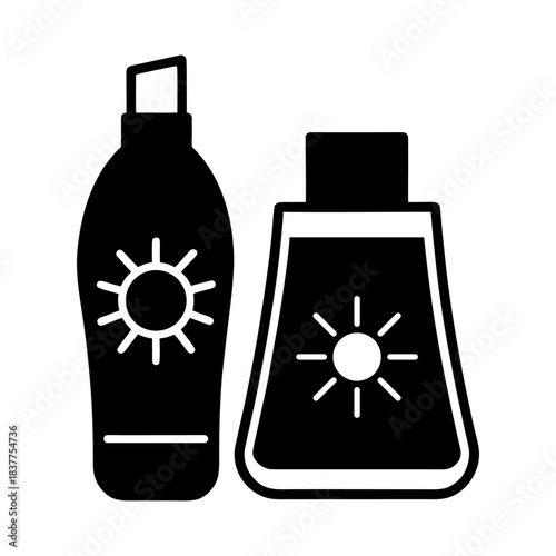 Sunscreen Lotion Pouch Container Minimalist Icon.
