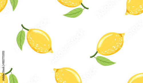 Seamless pattern with cute lemon. 
