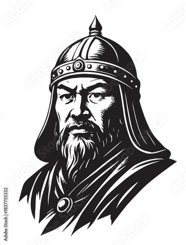 Ancient Nomadic Warrior Vector Portrait