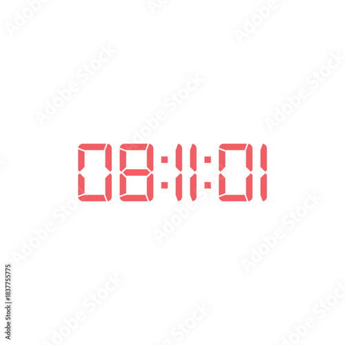 LED digital clock number for counter or calculator mockup design