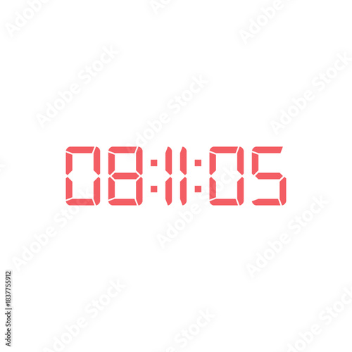 LED digital clock number for counter or calculator mockup design