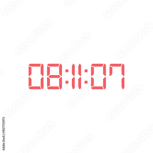 LED digital clock number for counter or calculator mockup design