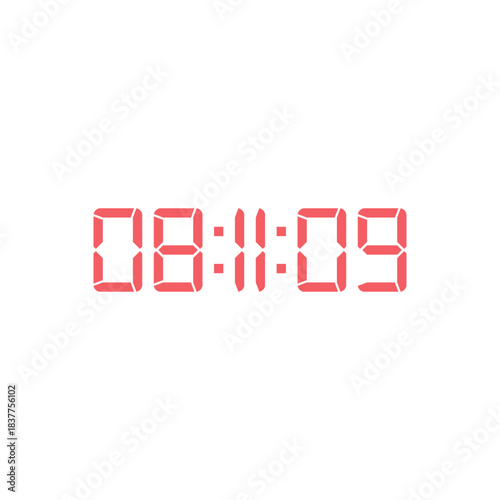 LED digital clock number for counter or calculator mockup design