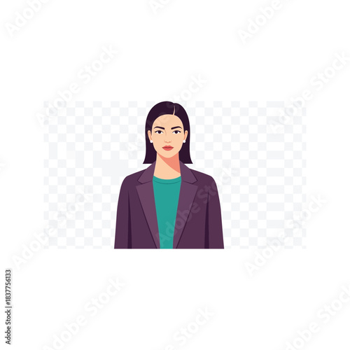 Smiling young businesswoman standing in a suit showing a blank card or sign for presentation with copy space