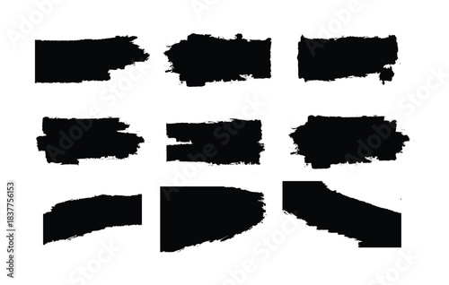 Abstract Black Paint Brush Stroke Collection for Modern Graphic Design, Branding, Logo Creation, Poster, Social Media Content, Artistic Texture, Grunge Effect and Creative Background
