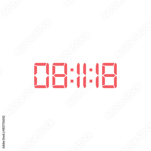 LED digital clock number for counter or calculator mockup design