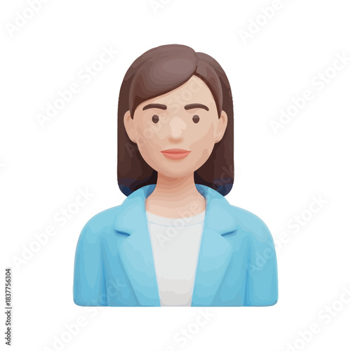 Beautiful smiling businesswoman with headset and brunette hair isolated on white