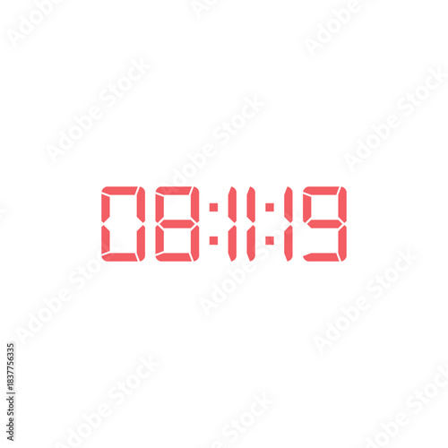 LED digital clock number for counter or calculator mockup design