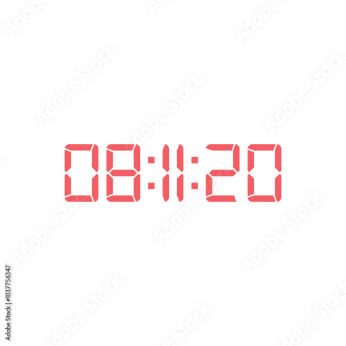 LED digital clock number for counter or calculator mockup design