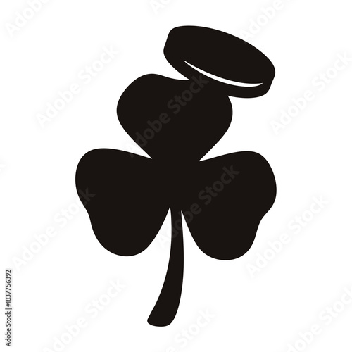 Silhouette image of a shamrock with halo for Saint Patrick's Day