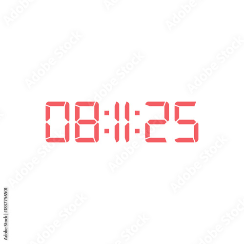 LED digital clock number for counter or calculator mockup design