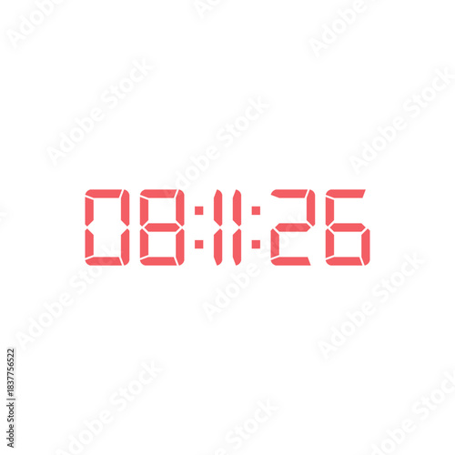 LED digital clock number for counter or calculator mockup design