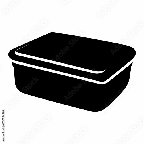 Sleek and minimalist black plastic container with a lid casting soft shadows