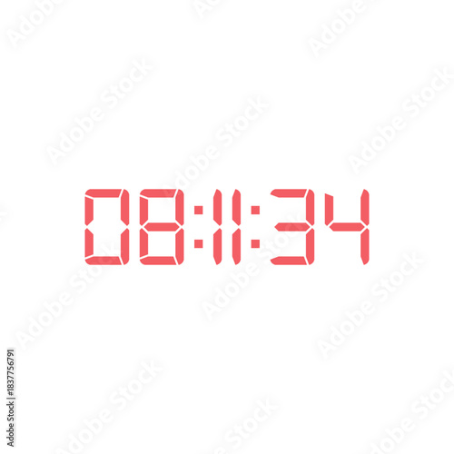 LED digital clock number for counter or calculator mockup design