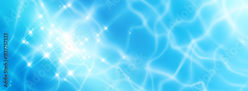 Swimming pool water surface texture with rippling waves and sparkling reflections. Blue ocean pattern with realistic sunlight glow, shimmering underwater effect and summer vibes for water background