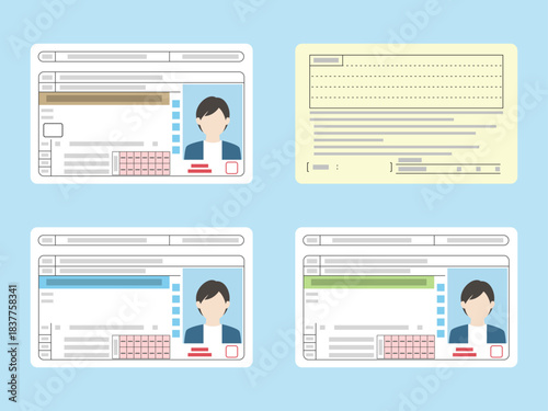 運転免許証の表と裏のイラストセット
