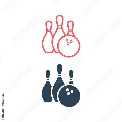 Bowling icons set flat vector template design trendy