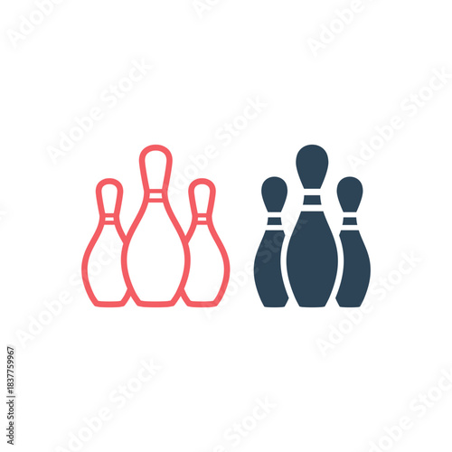Bowling icons set flat vector template design trendy