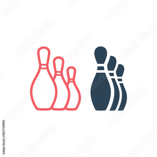 Bowling icons set flat vector template design trendy