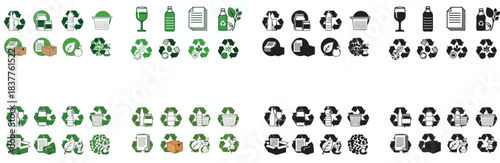 Recycling icons set with transparent background
