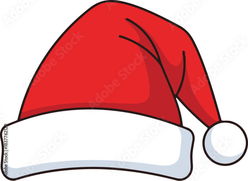 Classic Red Santa Hat with White Fur Trim, Festive Christmas Headwear