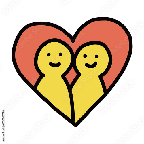 愛情を確認する二人｜手描きイラストアイコン