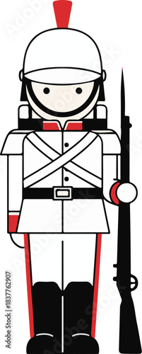 Illustration of a Toy Soldier in White Uniform Holding a Rifle