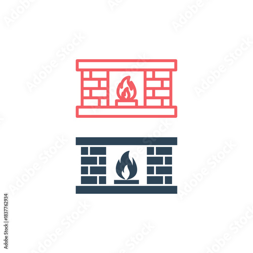 Fireplace icons set logo template illustration