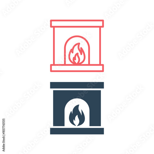 Fireplace icons set logo template illustration