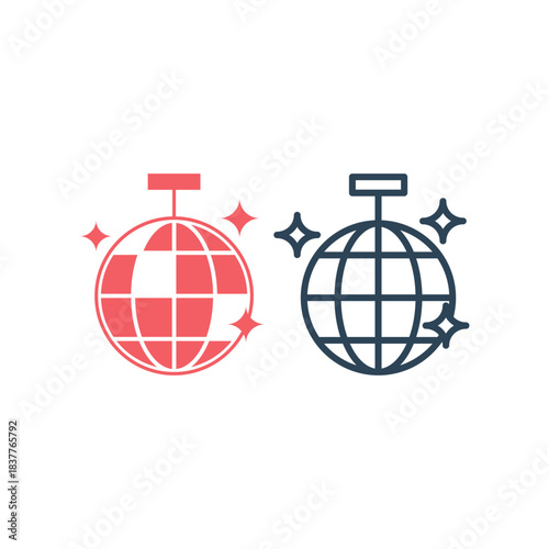 Disco lights icons set logo template design illustration