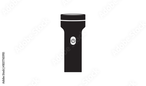 Simple black flashlight isolated on white background studio shot