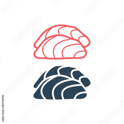 Sashimi japanese food icons set logo template design illustration