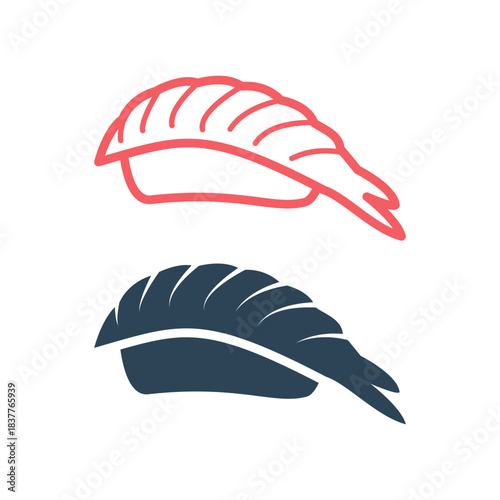 Sashimi japanese food icons set logo template design illustration