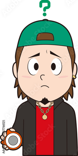 パチンコで疑問を持つ若い男性