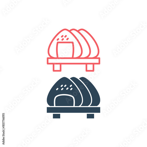 Onigiri japanese food icons set logo template design illustration