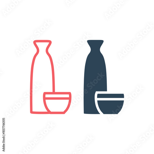 Sake icons set logo template design illustration

