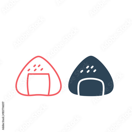 Onigiri japanese food icons set logo template design illustration