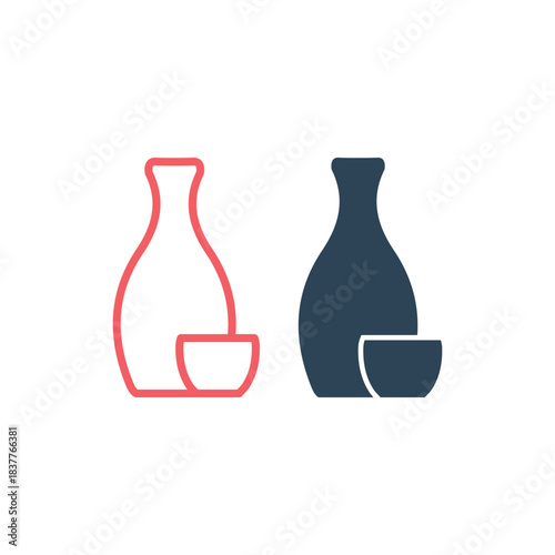 Sake icons set logo template design illustration
