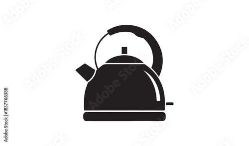 Black silhouette of a modern electric kettle on a white background