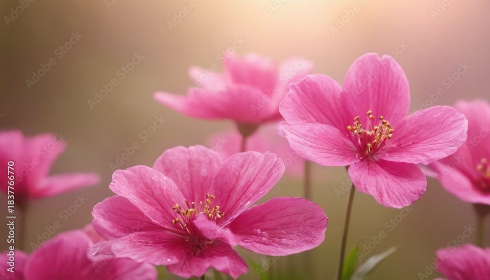 Fototapeta premium Cinemagraph of a pink flowers with blurred particles. Cinemagraph seamless loop animation motion. 4