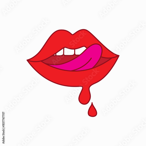 sexy lips logo, mouth, tongue, icon symbol illustration minimalist design vector