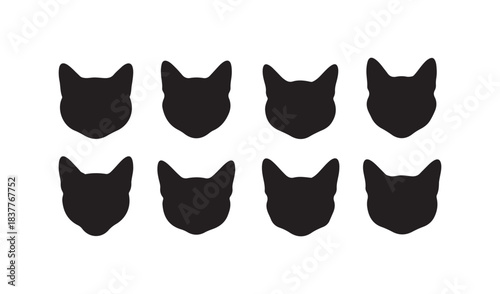 Cat head  set isolated on white background.