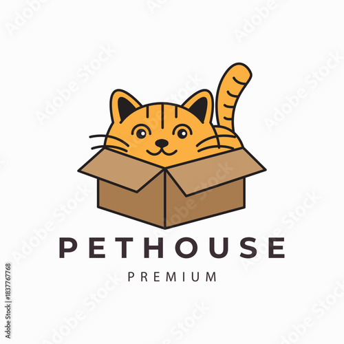 Cat logo pet house  icon symbol illustration minimalist design vector