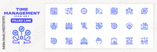 Time Management Line Icon, Outline Symbol for Schedule Planning, Deadline Tracking, Productivity Control, Efficiency Workflow, and Task Organization. Vector Sign Icon.