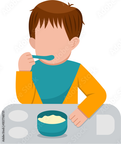 Baby Boy Eating At Table