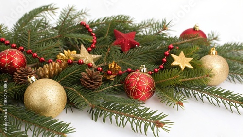 Festive Christmas tree decorated with ornaments and lights