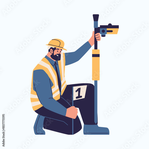 Illustration of an Surveyor Equipment with Jackleg drill