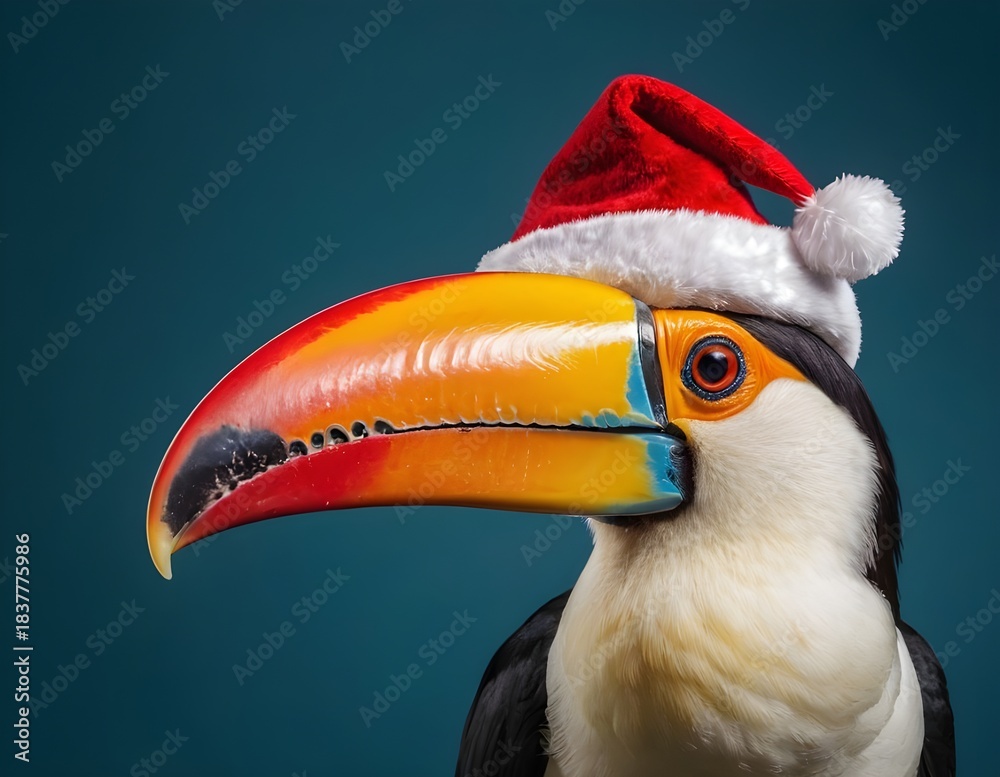 Fototapeta premium a toucan wearing a santa hat