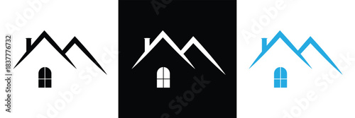 House  Home roof icon set. house top vector symbol. Home design symbol for apps and websites. isolated on white and black background. vector illustration. EPS 10 .